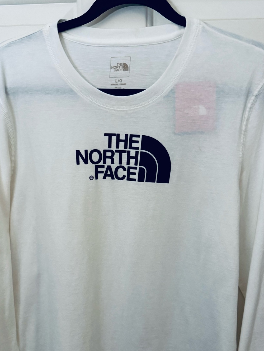 The North Face White Long Sleeve Tee with Black Logo Size Large